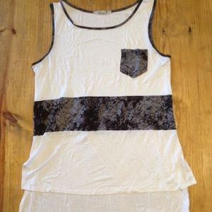 Cream and Brown Low-High Tank Top